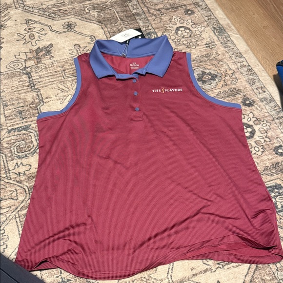 PGA Tour Tops - PGA Tour Women's Sleeveless Polo - Burgundy and Lavender